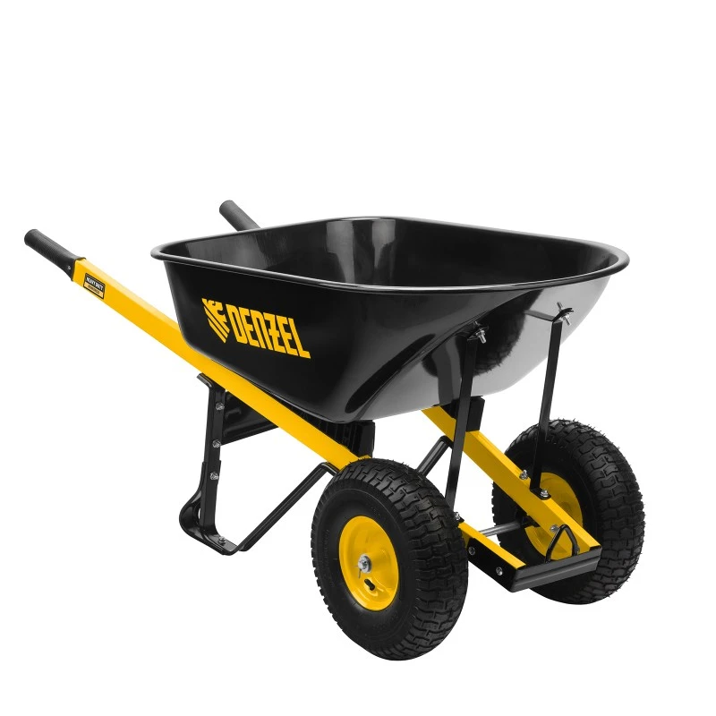Количка Denzel, строителна, усилена, товароподемност 250 кг, обем 140 Л, 2 колела, колело 15х6.00-6