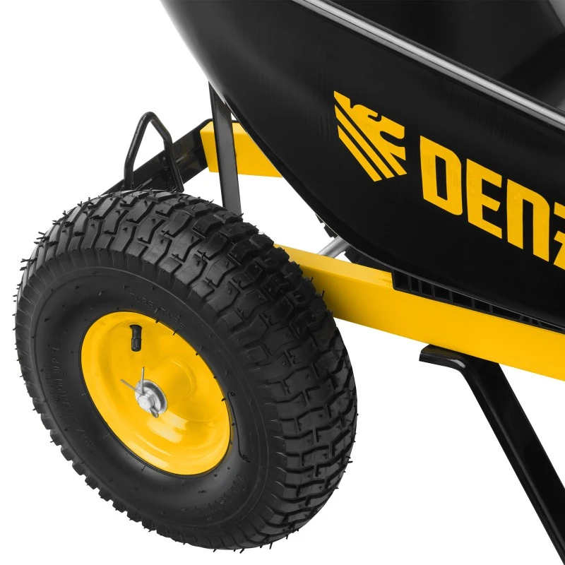Количка Denzel, строителна, усилена, товароподемност 250 кг, обем 140 Л, 2 колела, колело 15х6.00-6
