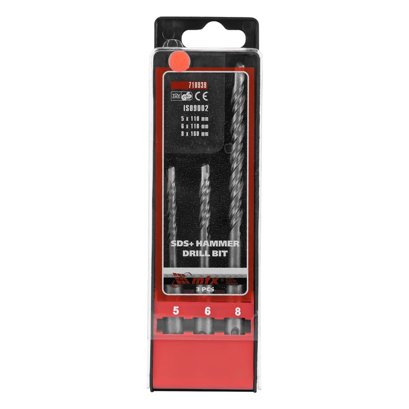 Комплект свредла MTX, за бетон, 5х110, 6х110, 8х160 мм, 3 бр., SDS PLUS, пластмасова кутия