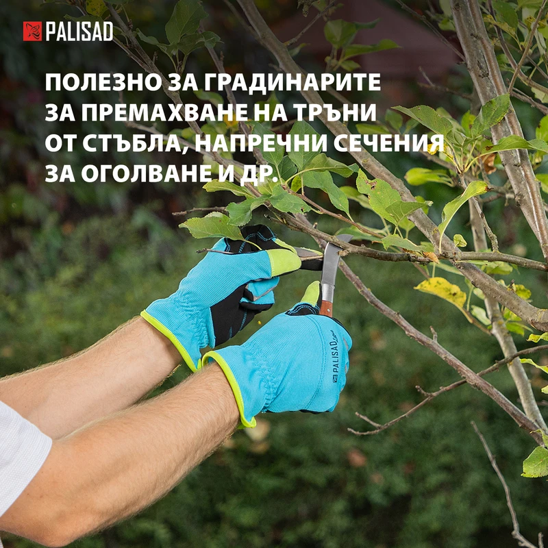 Нож овощарски Palisad, 170 мм, сгъваем, извито острие, дървена дръжка