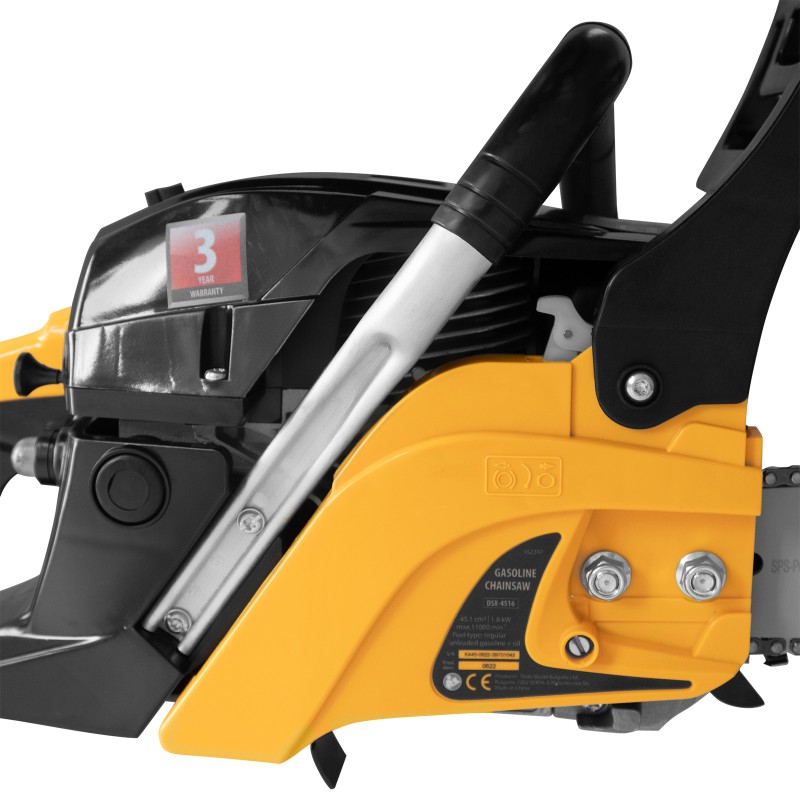 Трион Denzel, бензинов, DSX-4516, 45,1 см3, 1,8 kW, шина 16", стъпка на веригата 0,325", зъб 0,058", 64 зъба