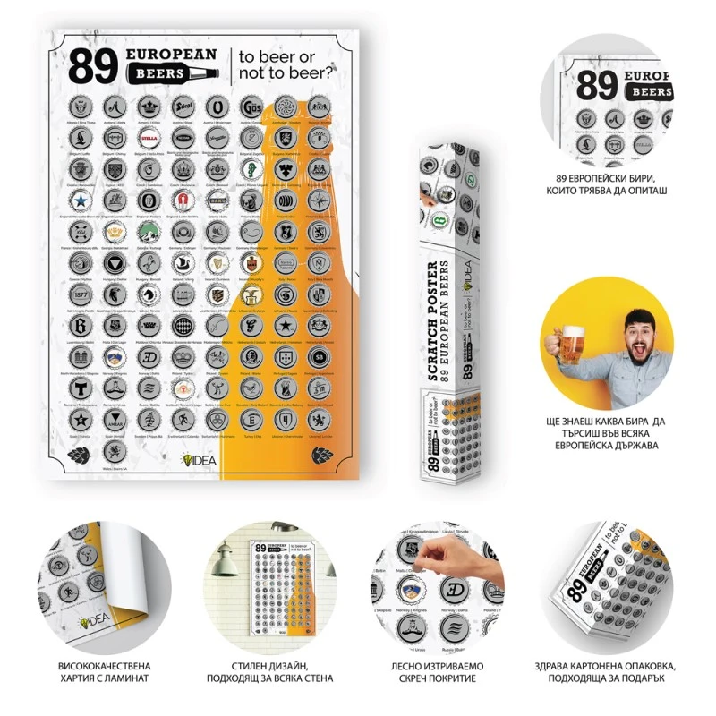 Скреч постер 89 Европейски бири