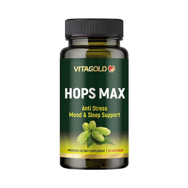 Хмел Макс (Hops Max) – за нервната система, настроението и съня, 30 капсули