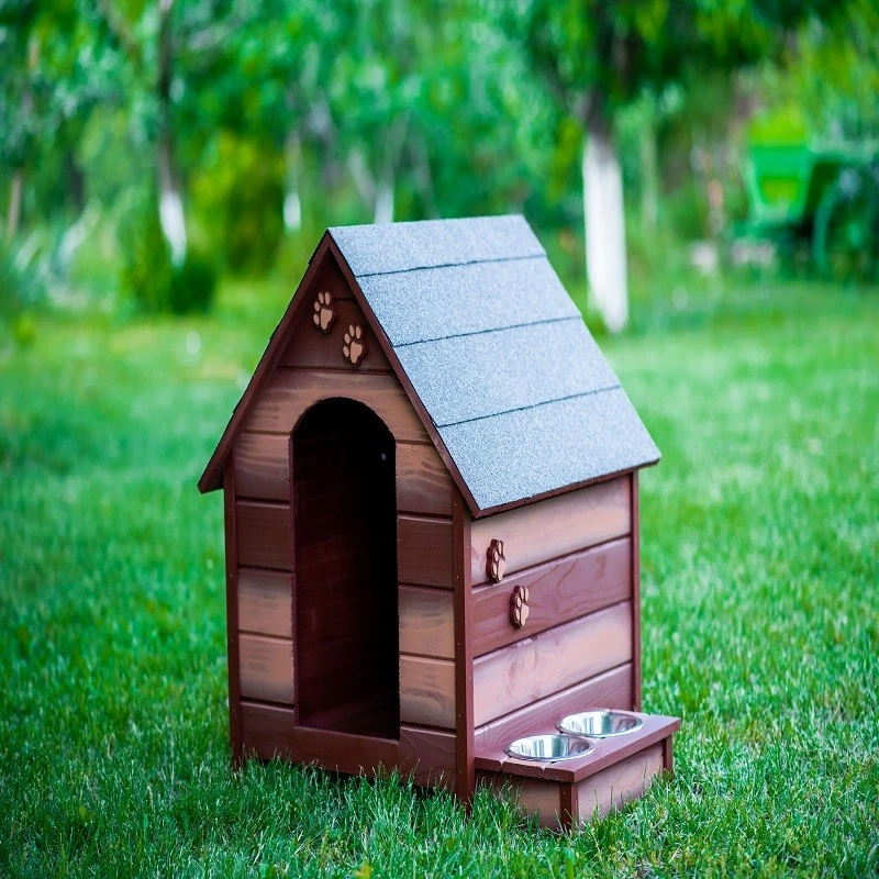 Къща за куче, Дърво, Размер L, Кафява