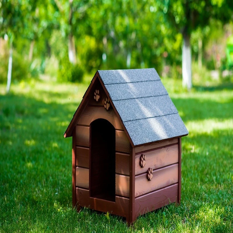 Къща за куче, Дърво, Размер М, Кафява