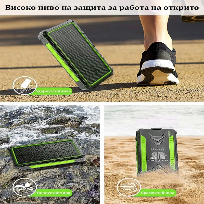 Соларна акумулаторна батерия / Solar Power Bank 20000 mAh