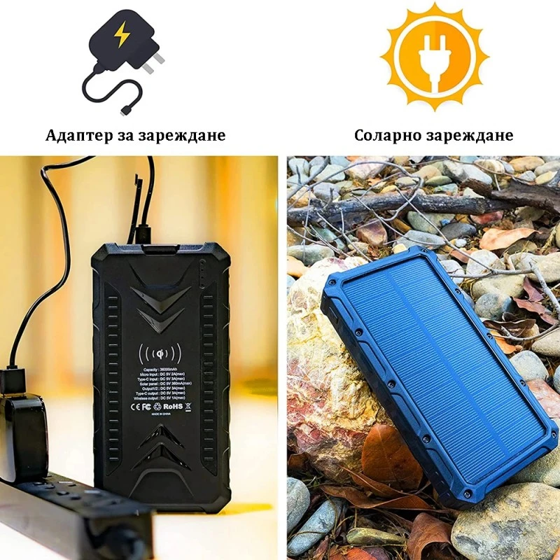 Соларна акумулаторна батерия / Solar Power Bank 20000 mAh