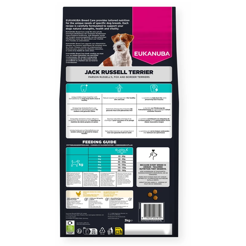 EUKANUBA Jack Russell Terrier Adult, Rich in Chicken, 3 kg