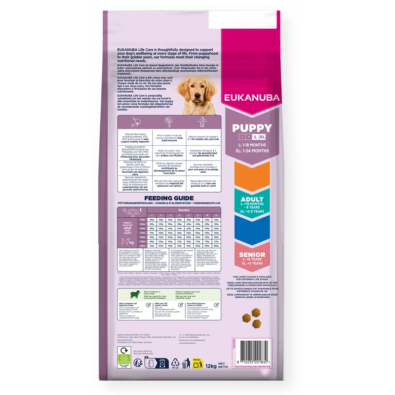 EUKANUBA Puppy Large, Rich in Lamb & Rice, 12 kg