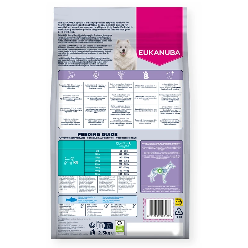EUKANUBA Adult Sensitive Skin All Breed, Rich in Ocean Fish, 2.3 kg