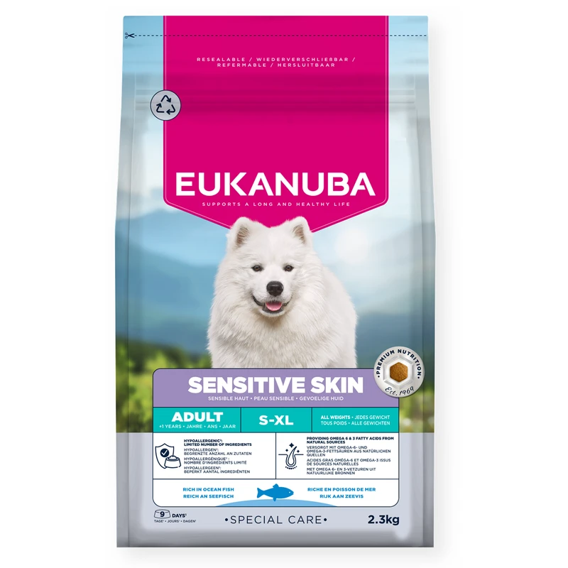 EUKANUBA Adult Sensitive Skin All Breed, Rich in Ocean Fish, 2.3 kg
