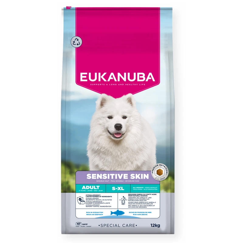 EUKANUBA Adult Sensitive Skin All Breed, Rich in Ocean Fish, 12 kg