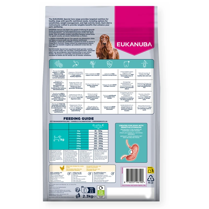 EUKANUBA Adult Sensitive Digestion All Breed, Rich in Chicken, 2.3 kg