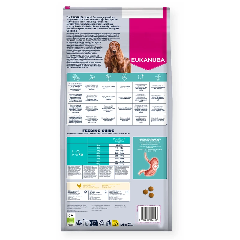 EUKANUBA Adult Sensitive Digestion All Breed, Rich in Chicken, 12 kg