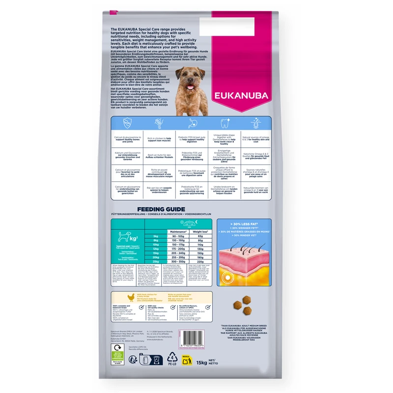 EUKANUBA Adult Weight Control Small/Medium, Rich in Chicken, 15 kg