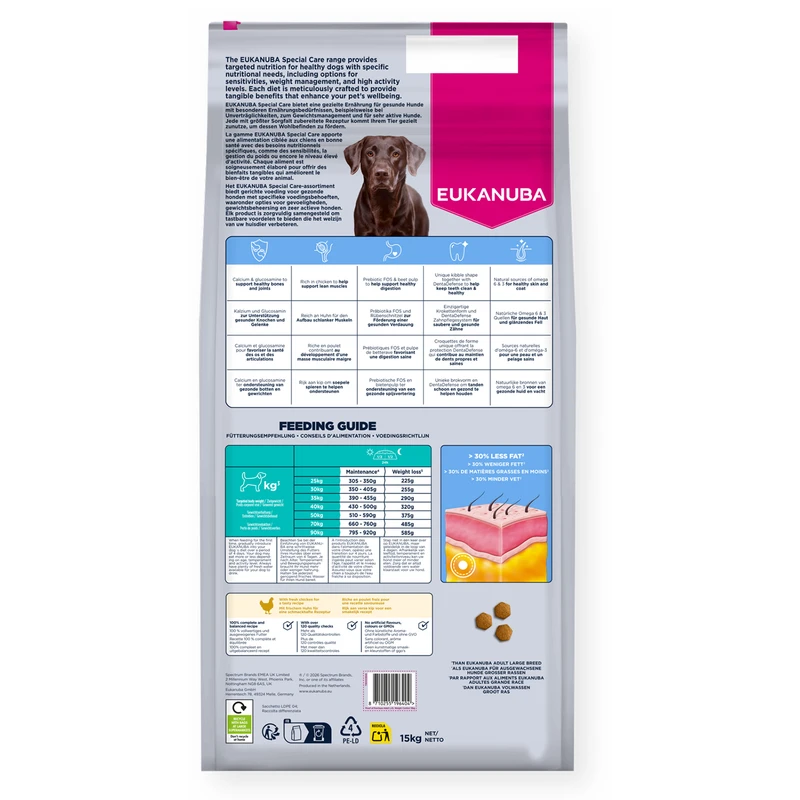 EUKANUBA Adult Weight Control Large, Rich in Chicken, 15 kg