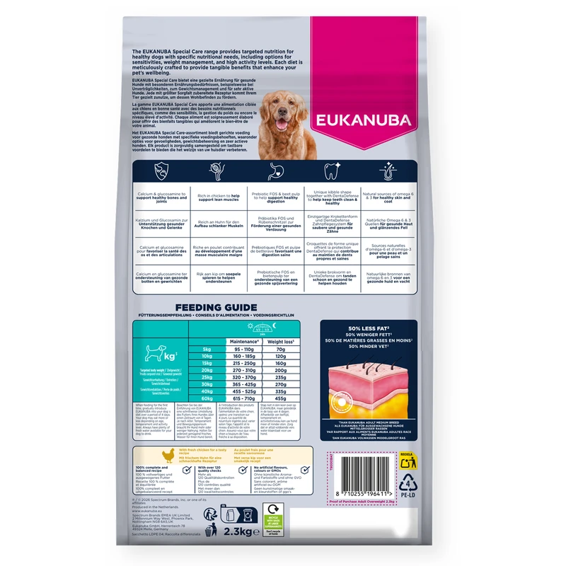 EUKANUBA Adult Overweight All Breed, Rich in Chicken, 2.3 kg