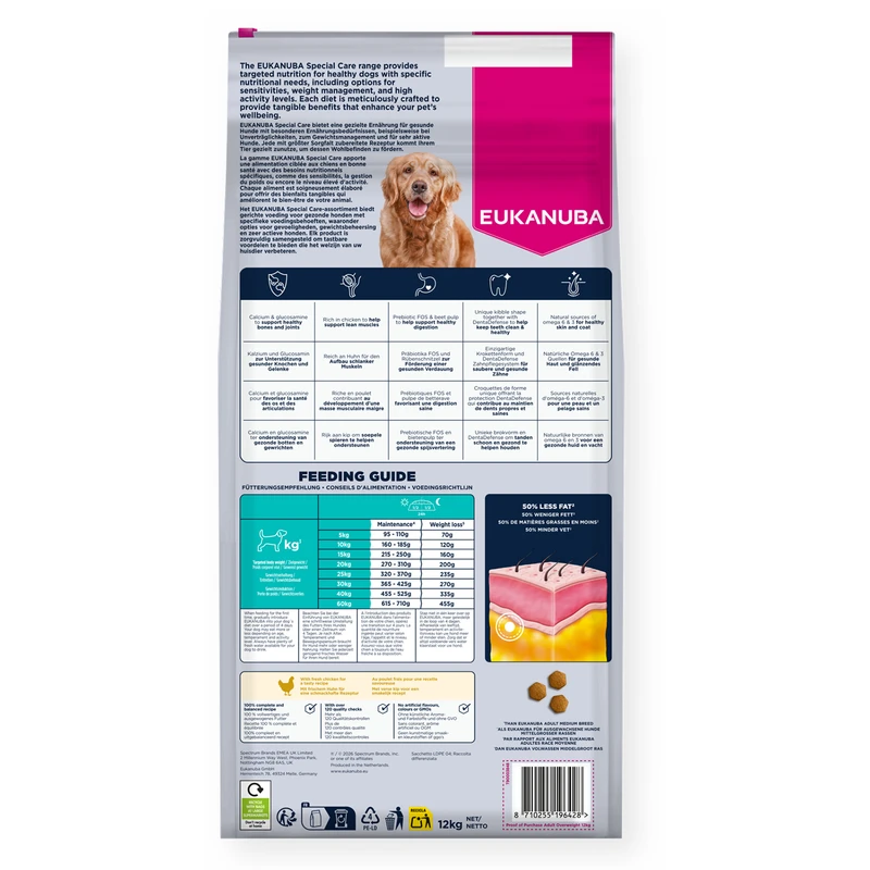 EUKANUBA Adult Overweight All Breed, Rich in Chicken, 12 kg