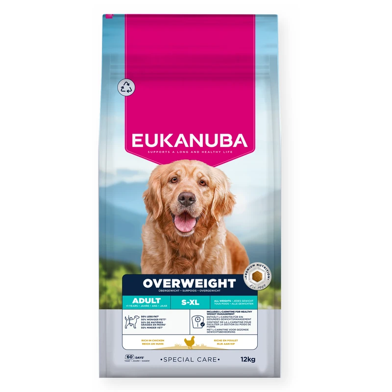 EUKANUBA Adult Overweight All Breed, Rich in Chicken, 12 kg