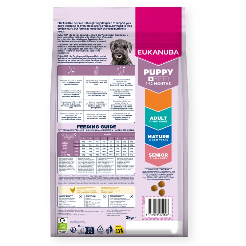 EUKANUBA Puppy Small, Rich in Fresh Chicken, 3 kg