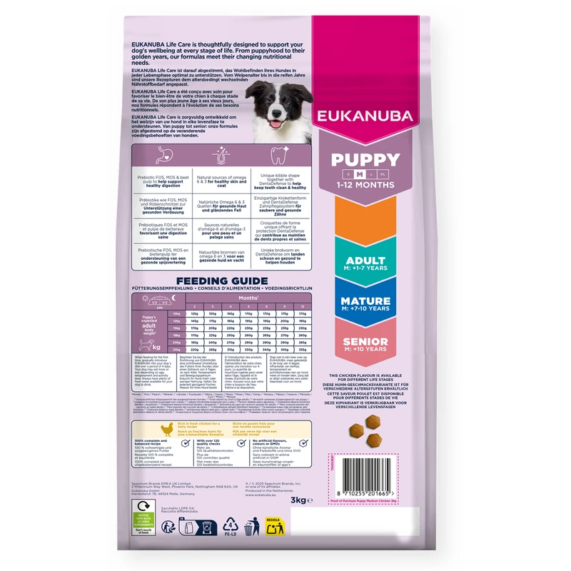 EUKANUBA Puppy Medium, Rich in Fresh Chicken, 3 kg