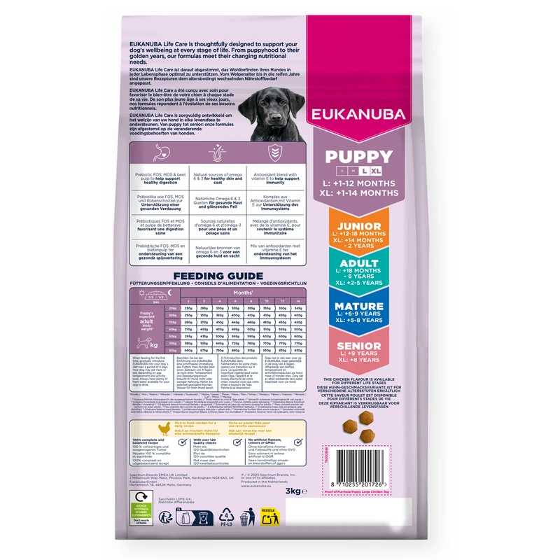 EUKANUBA Puppy Large, Rich in Fresh Chicken, 3 kg