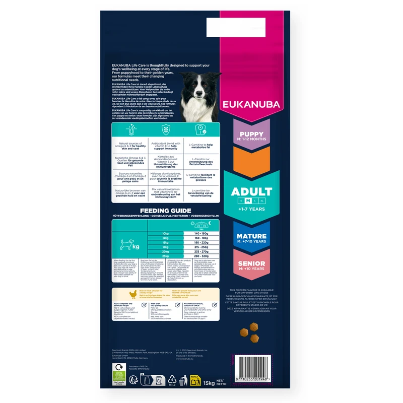 EUKANUBA Adult Medium, Rich in Fresh Chicken, 15 kg