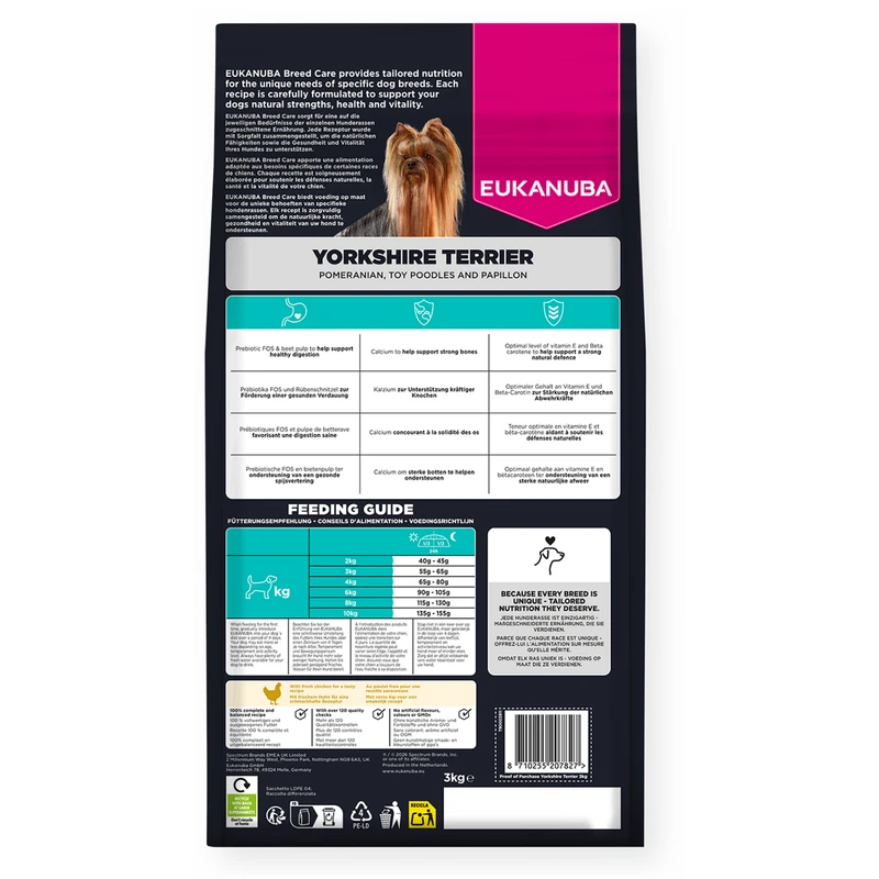 EUKANUBA Yorkshire Terrier Adult, Rich in Chicken, 3 kg