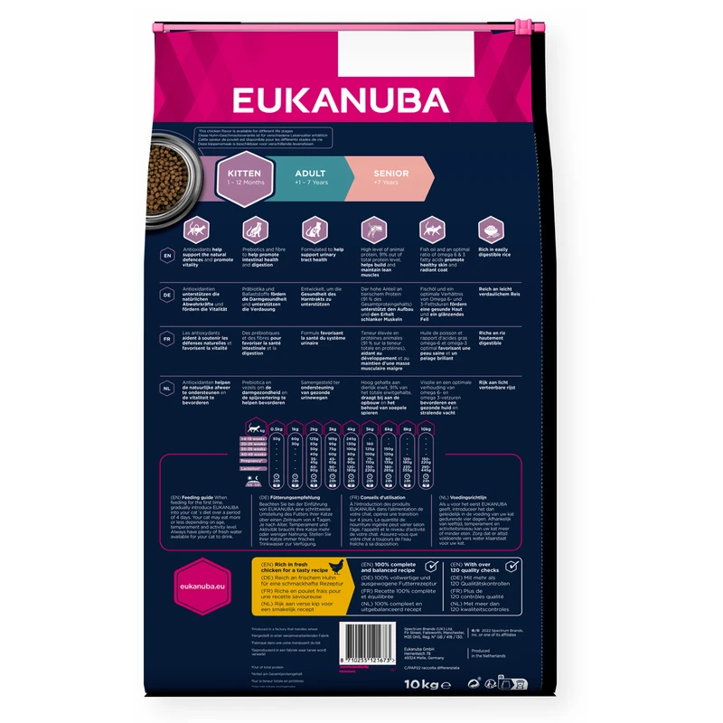 EUKANUBA Kitten, Rich in Fresh Chicken, 10 kg
