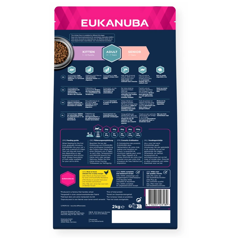 EUKANUBA Cat Adult, Rich in Fresh Chicken, 2 kg