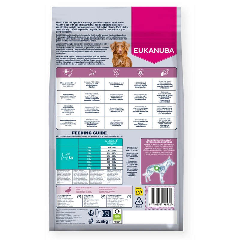 EUKANUBA Adult Mono-Protein All Breed, Duck, 2.3 kg