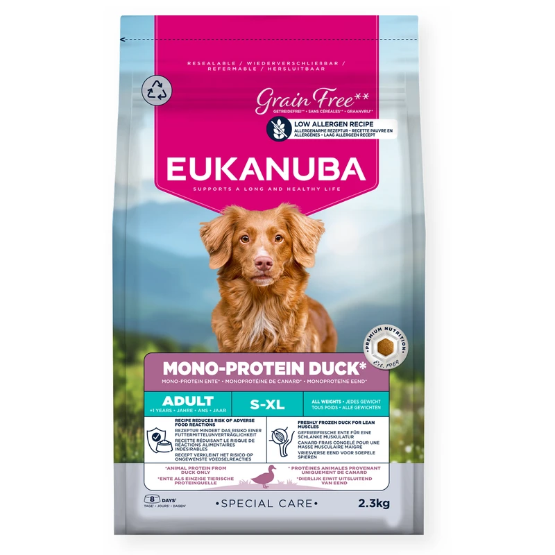 EUKANUBA Adult Mono-Protein All Breed, Duck, 2.3 kg