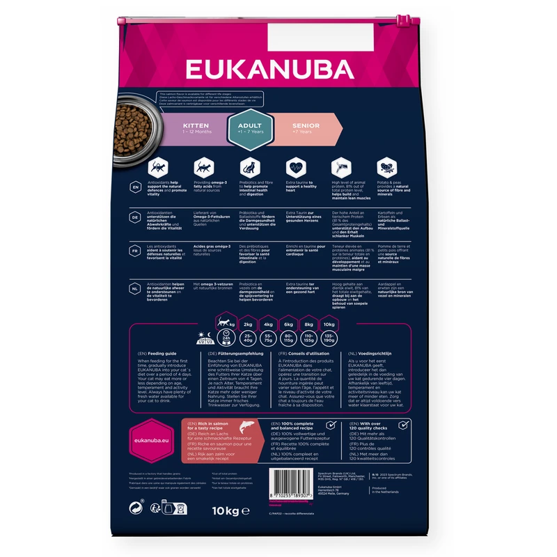 EUKANUBA Cat Adult Grain Free, Rich in Salmon, 10 kg