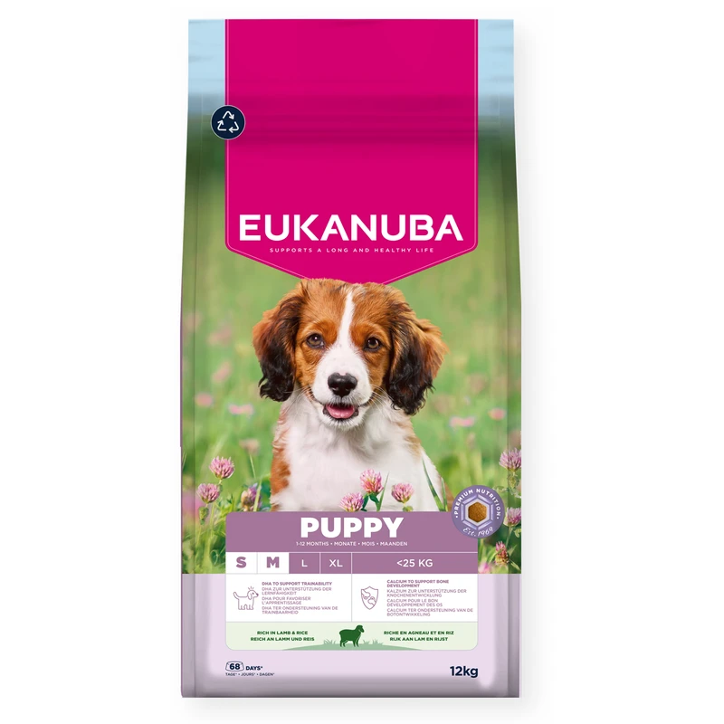 EUKANUBA Puppy Small/Medium, Rich in Lamb & Rice, 12 kg