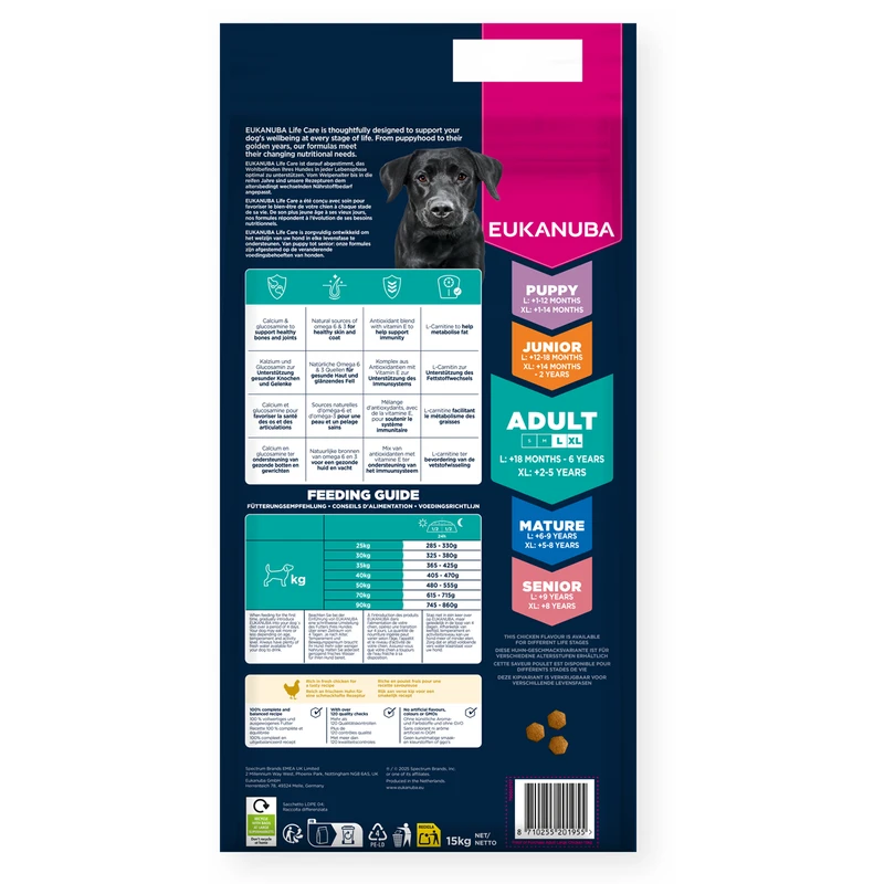 EUKANUBA Adult Large, Rich in Fresh Chicken, 15 kg