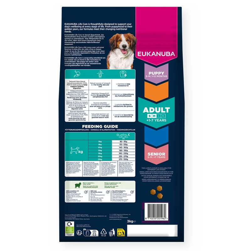 EUKANUBA Adult Small/Medium, Rich in Lamb & Rice, 3 kg