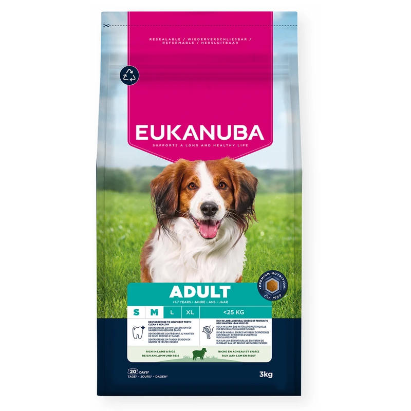 EUKANUBA Adult Small/Medium, Rich in Lamb & Rice, 3 kg