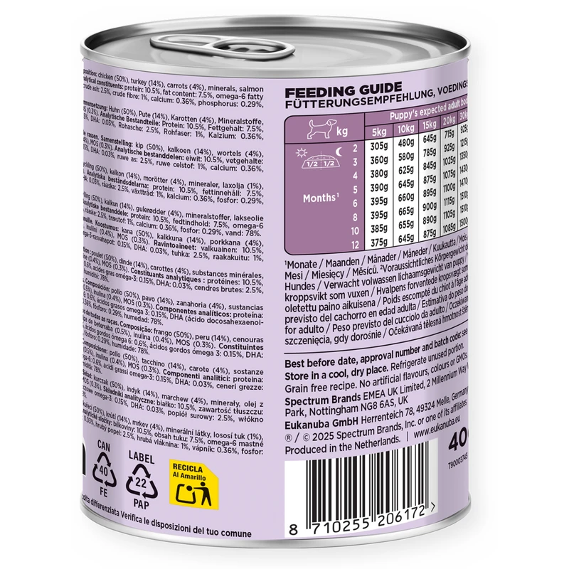 Eukanuba Puppy, Canned Food, Rich in Turkey with Carrots, 400 g