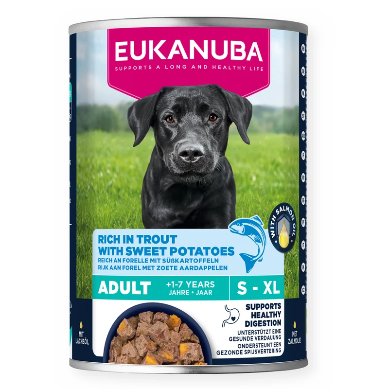 Eukanuba Adult, Canned Food, Rich in Trout with Sweet Potatoes, 400 g