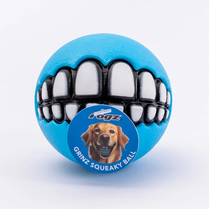 Rogz Grinz Squeaky Ball, Medium, Turquoise