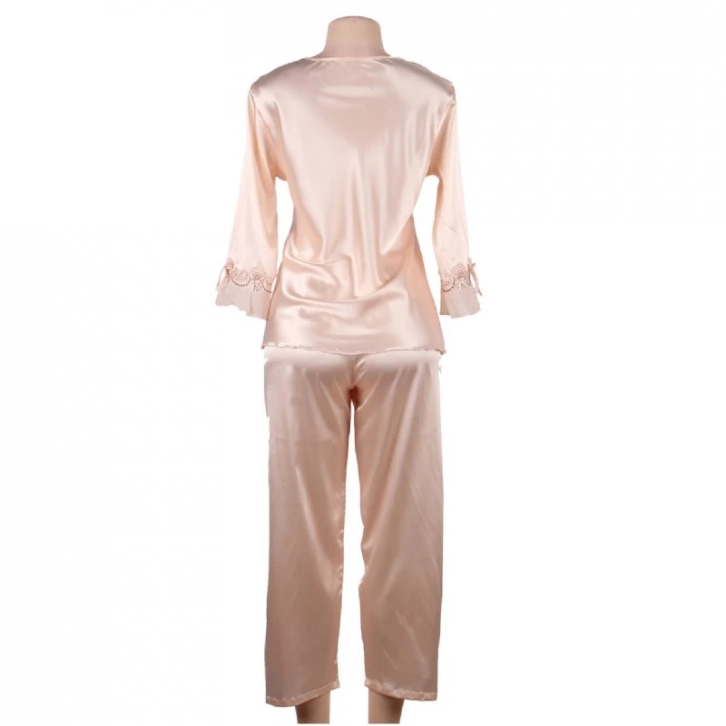 Дамска пижама, Ohyeah lady, R80883-2, Комплект от 2 части, Коприна, Кайсия, XL