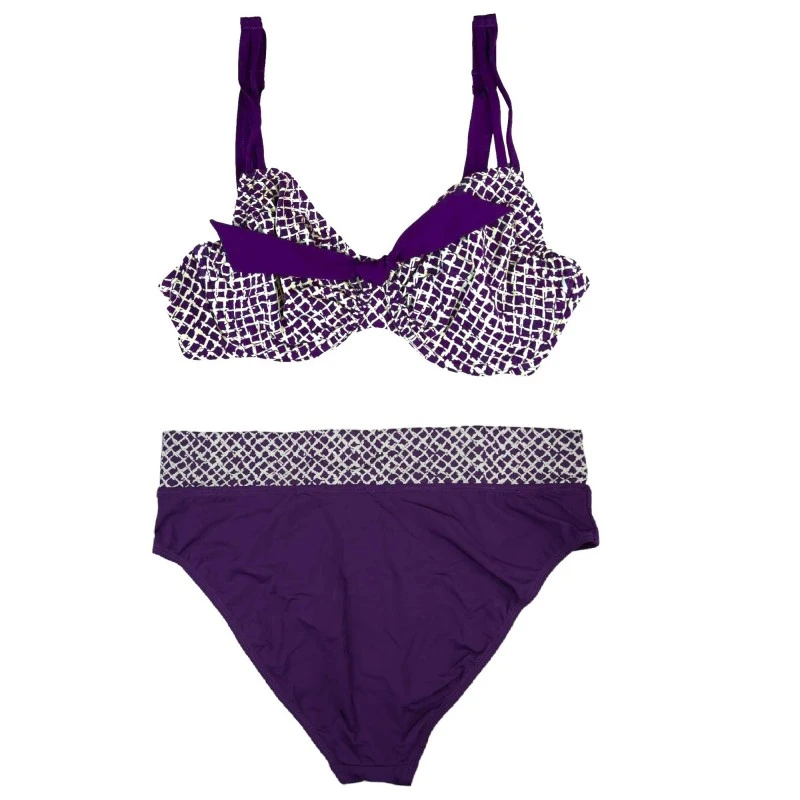 Бански костюм Auberg, Bestform, Art 12049 9D2, Комплект от две части, Тъмно лилав, Бял, 95C, 42