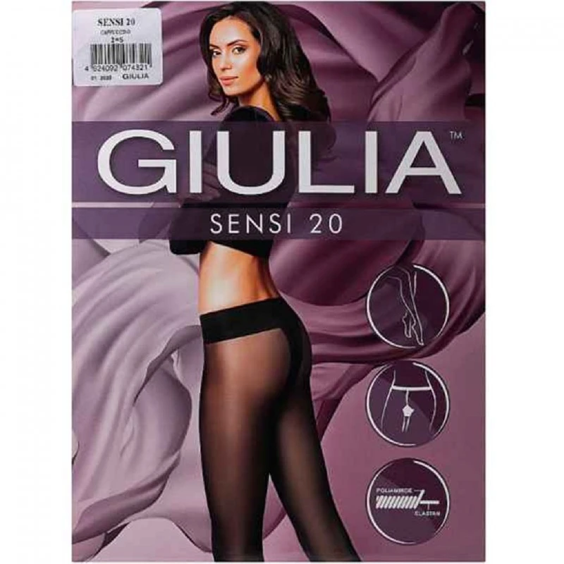 Дамски чорапогащник Giulia Sensi 20 den, Черен, Размер 4