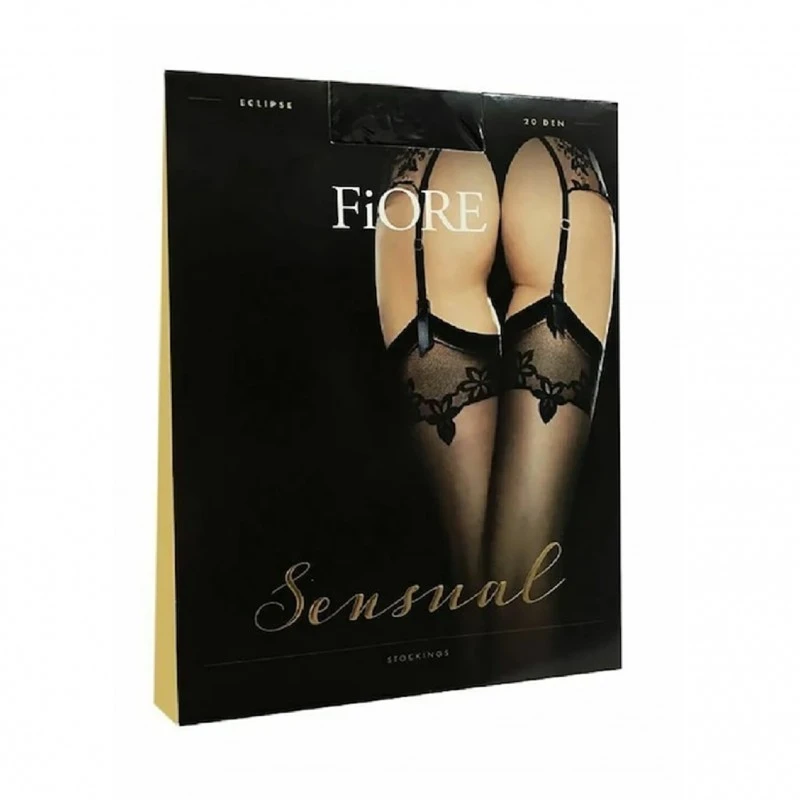Дамски чорапи и колан с жартиери, Fiore, Eclipse 4025, 20 Den, Комплект от 2 части, Черен, S