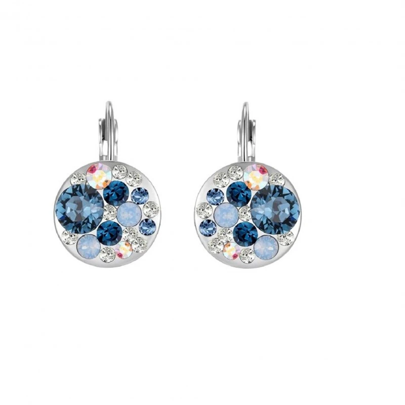 Дамски обеци, Swarovski Elements Crystals, Park Avenue, Сребро, Кристали, Универсален, Сребрист, Светло син, 1Брой