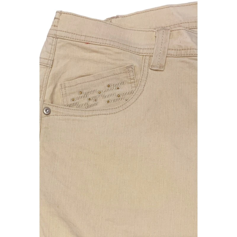 Дамски дънки Sonja Charles Vögele #0821176 10-102, Висока талия, Еластични, Прилепнали, Прав крачол, Памук, 2XL, Бежов