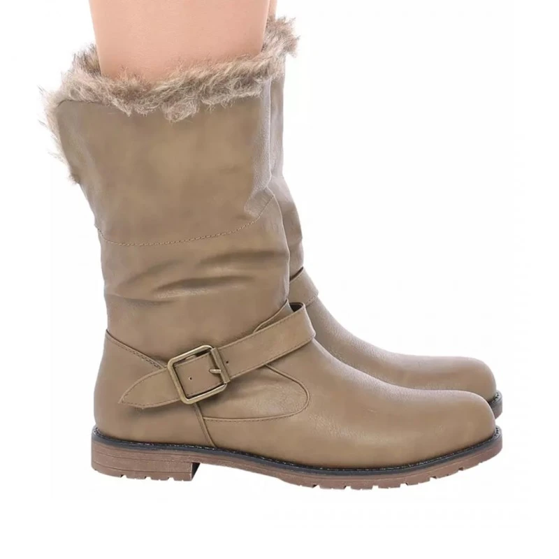 Дамски боти JUP Ankle Boots 5290 16467323/16282256 15-556, С каишка, Еко кожа, Каки, 37 EU