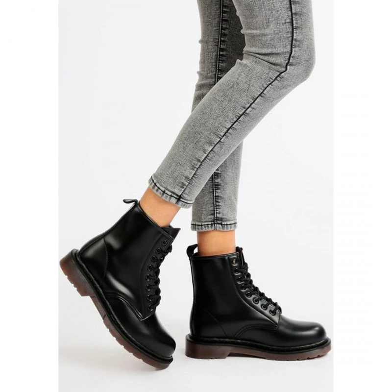 Дамски боти Queen Helene X16 16693105 15-519, С връзки, Еко кожа, Черен, 41 EU