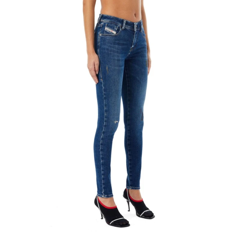 Дамски дънки Diesel 173263957 10-50, Super Slim, Skinny, С изрязка и протрит ефект, Памук,  Тъмносин, W27-L32