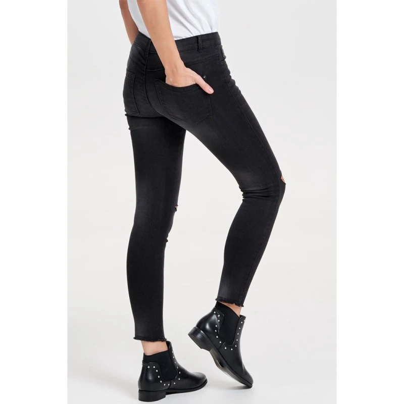 Дамски дънки ONLY #180987449-AZ2198-10-18-1, Вталени, До глезените, Изрезки, Памук, Черен, W S-L32